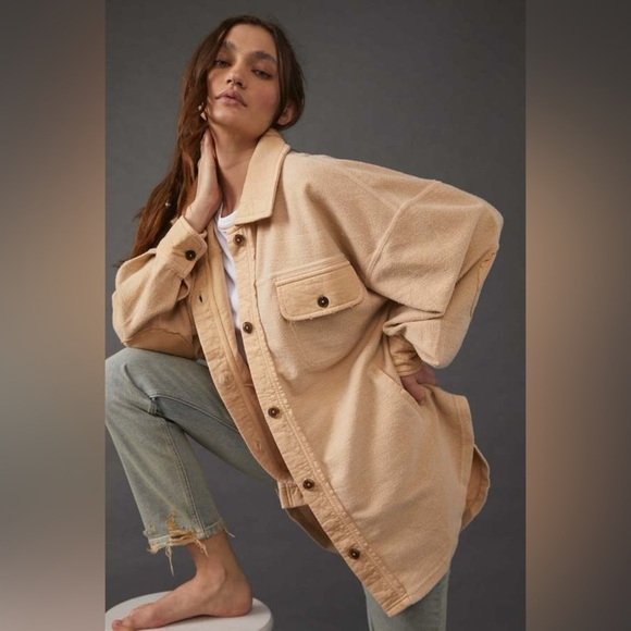 Free People Jackets & Blazers - FREE PEOPLE Ruby Shacket in Creamy Champagne Dreams | Size Medium